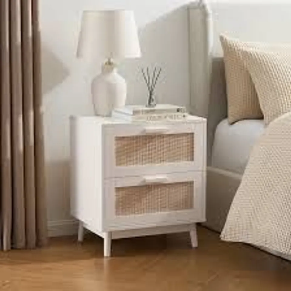 BOXED ISLA 2 DRAWER BEDSIDE TABLE - NATURAL 