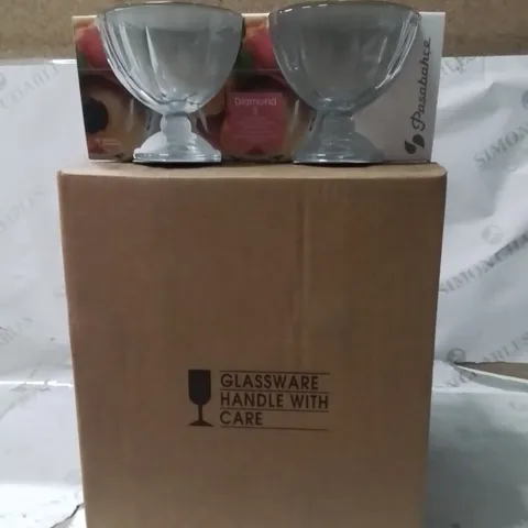 BOXED PASABAHCE ICE CREAM GLASSES APPROXIMATELY 12