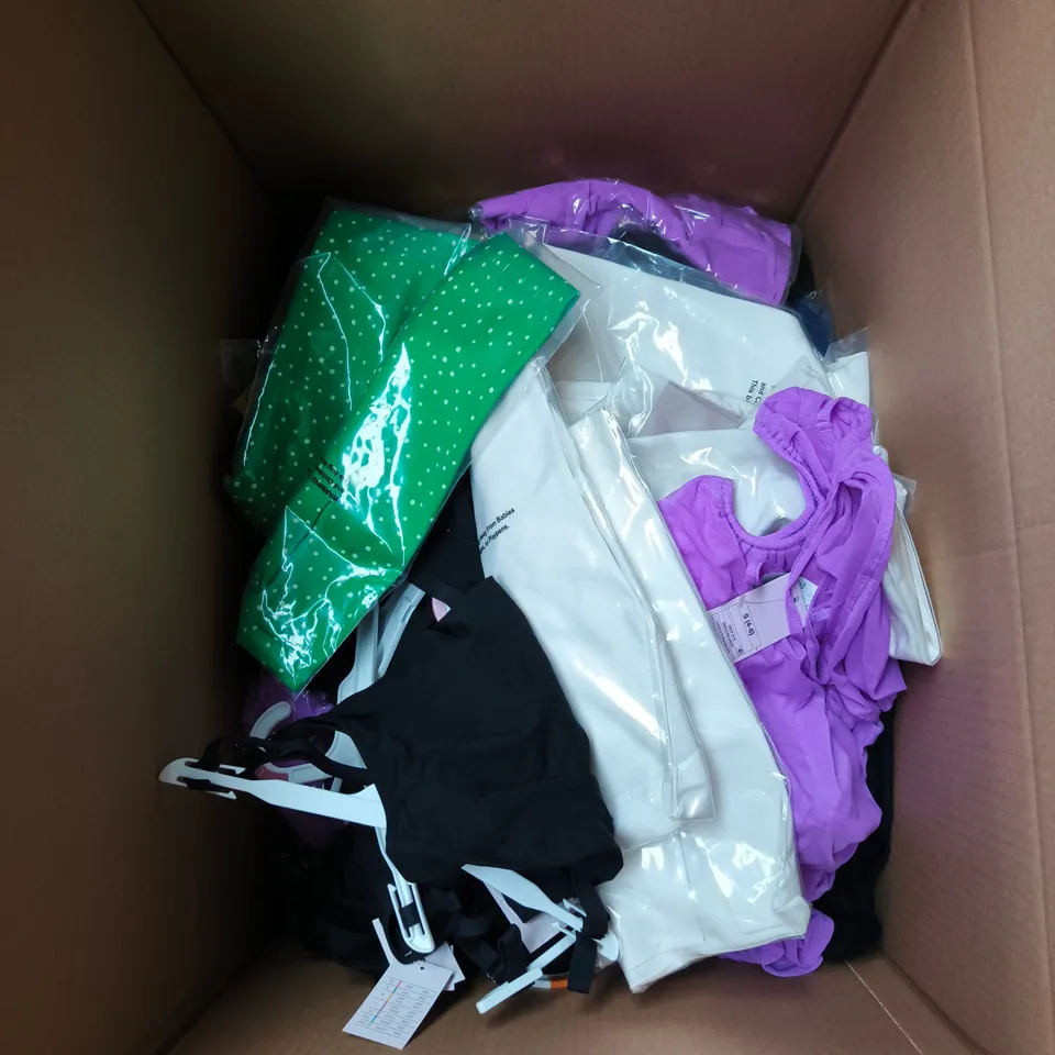 BOX OF APPROXIMATELY 30 ASSORTED CLOTHING ITEMS TO INCLUDE AUDEN, ALL IN MOTION ETC