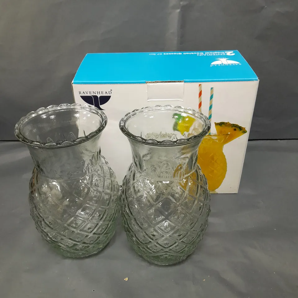 RAVENHEAD ENTERTAIN PINEAPPLE-SHAPED TROPICAL COCKTAIL GLASSES – SET OF 2