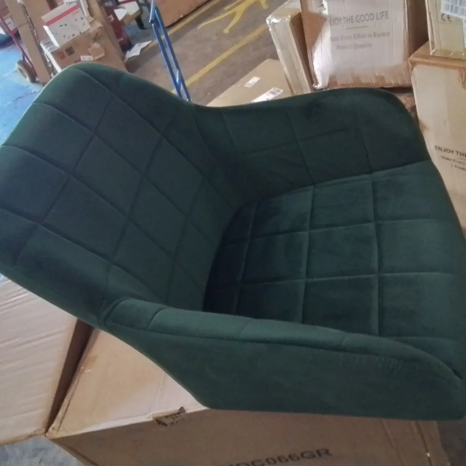 BOXED SET OF 2 CRUSHED VELVET UPHOLSTERED SIDE/DINING CHAIRS -GREEN-