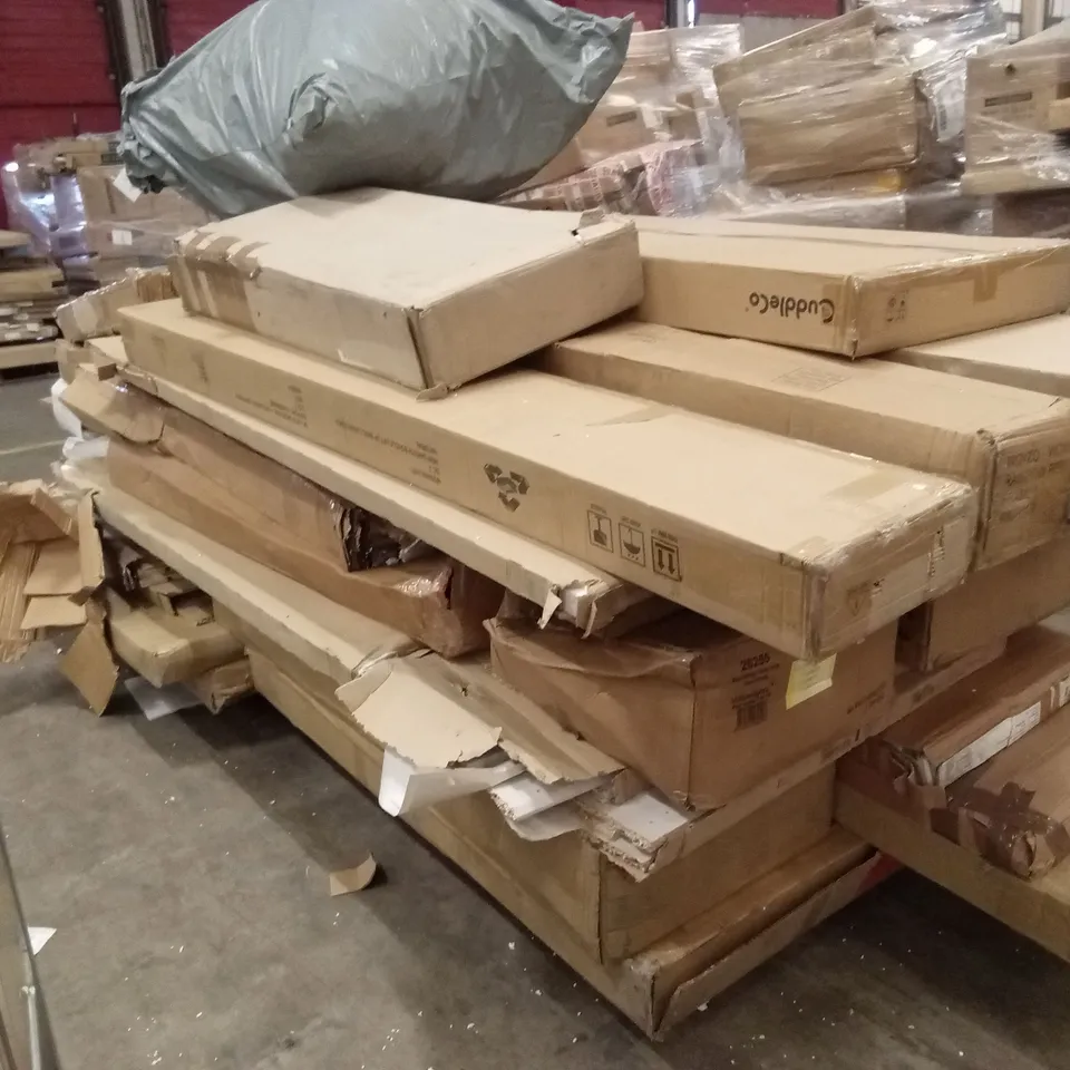 PALLET OF ASSORTED INCOMPLETE DESIGNER FURNITURE PARTS AND PIECES