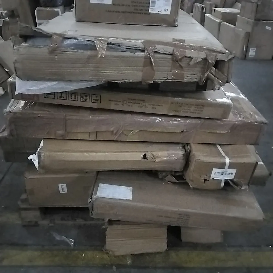 PALLET CONTAINING LARGE QUANTITIES OF HOUSEHOLD AND GARDEN ITEMS TO INCLUDE MANICURE TABLE, GREENHOUSE AND DOOR CANOPY