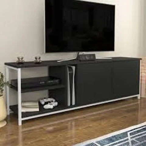 BOXED DECOROTIKA PRIMROSE 2 DOOR 3 SHELF WHITE AND ANTHRACITE TV STAND FOR 72 INCH TV (1 BOX)