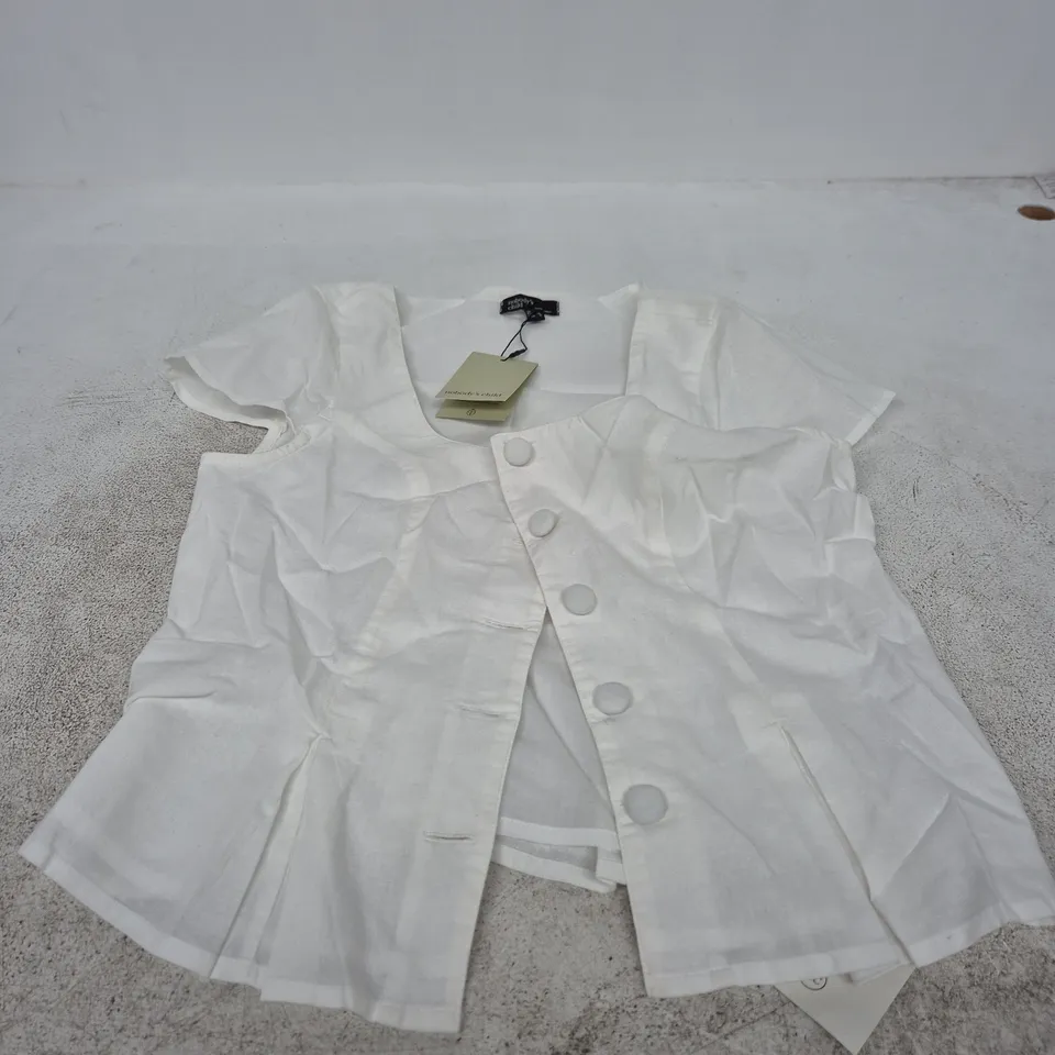 NOBODY'S CHILD WHITE WAISTCOAT BLOUSE – UK 10 