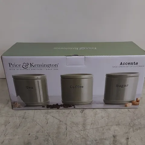 BOXED 3 PIECE COFFEE, TEA AND SUGAR STORAGE SET (1 BOX)