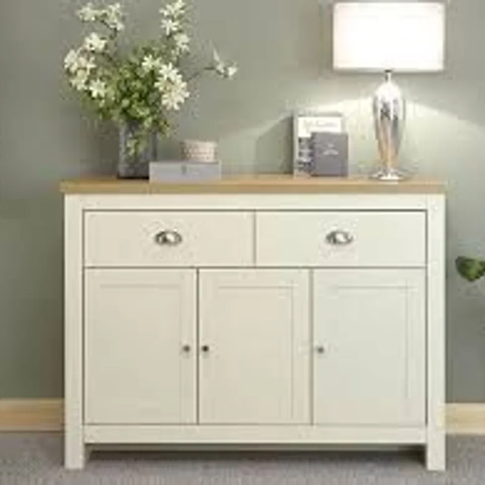 BOXED GFW LANCASTER 3 DOOR 2 DRAWER CREAM LARGE SIDEBOARD (2 BOXES)