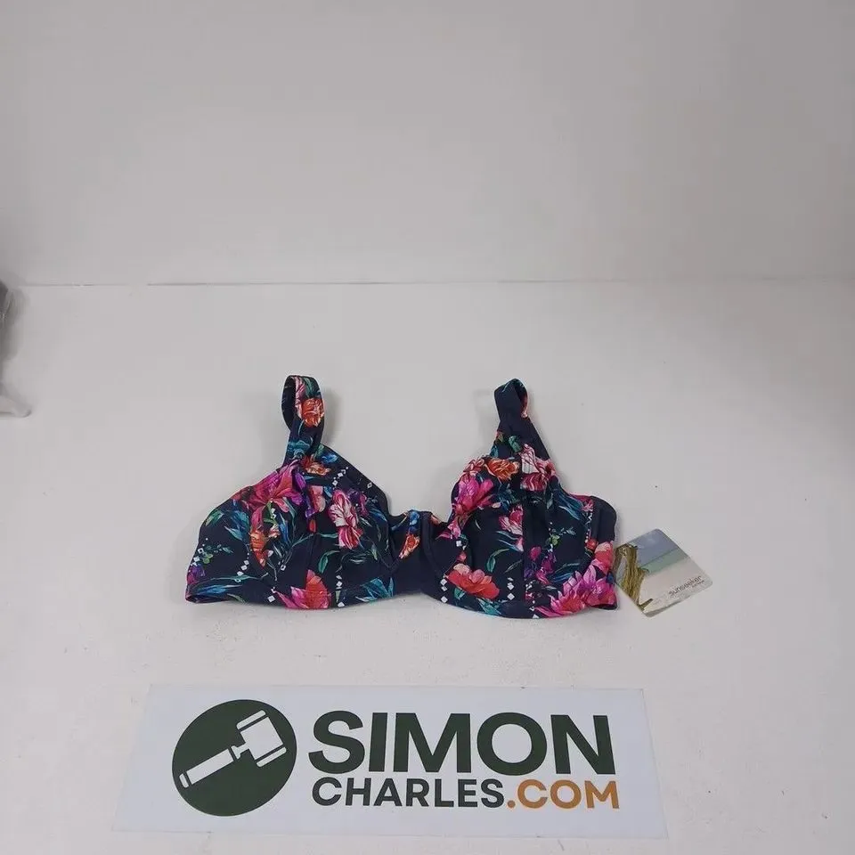 SUNSEEKER AUSTRALIA FLORAL BIKINI TOP – NAVY WITH PINK & ORANGE FLOWERS 14DD