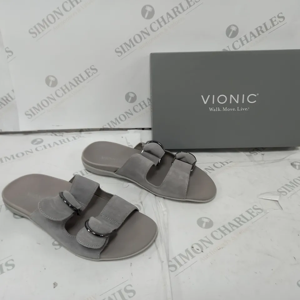 VIONIC SIZE 6 GREY SANDALS BOXED 