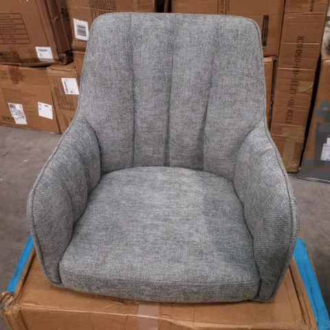 BOXED GREY FABRIC UPHOLSTERED ARM CHAIR