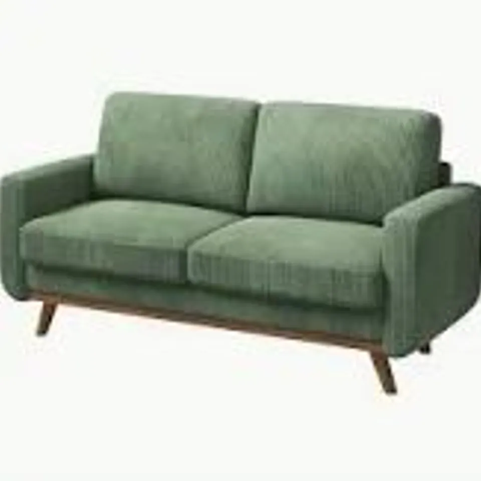 BOXED MODERN CORDUROY 2 SEATER SOFA -GREEN-