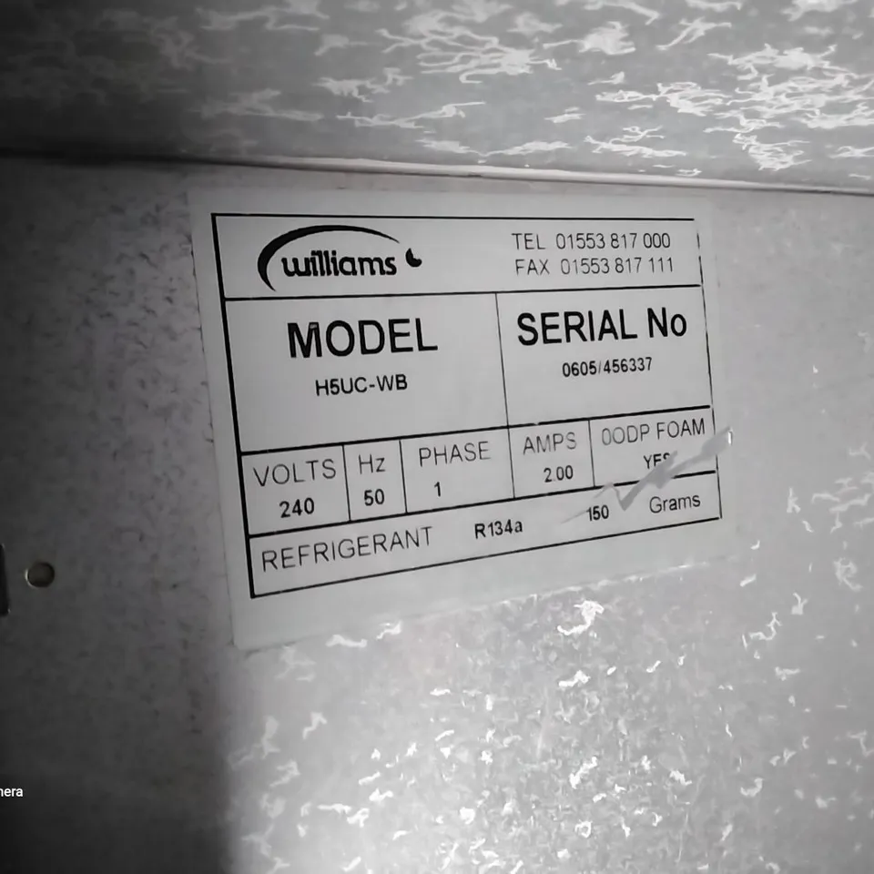 WILLIAMS H5UC-WB UNDER COUNTER FRIDGE