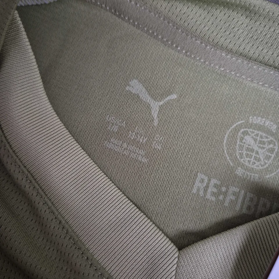 LEYTON ORIENT FC AWAY SHIRT KIDS 13-14YR CALMING GREEN – PUMA (#2 -JAMES)