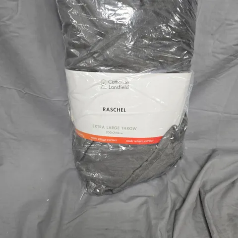 CATHERINE LANSFIELD RASCHEL GREY EXTRA LARGE THROW 200 X 240 CM