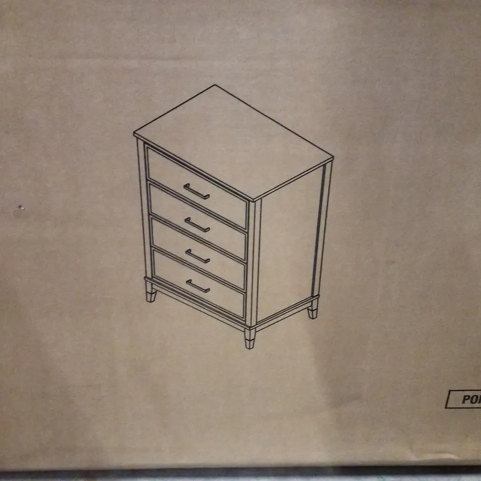 BOXED COSMOLIVING BY COSMOPOLITAN WESTERLEIGH 4 DRAWER DRESSER - WHITE