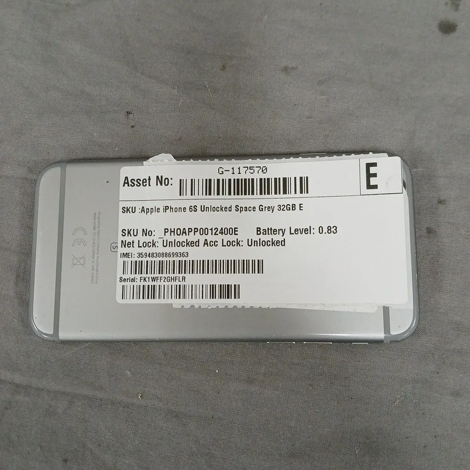 APPLE IPHONE 6S SPACE GREY 32GB – UNLOCKED. CRACKED SCREEN