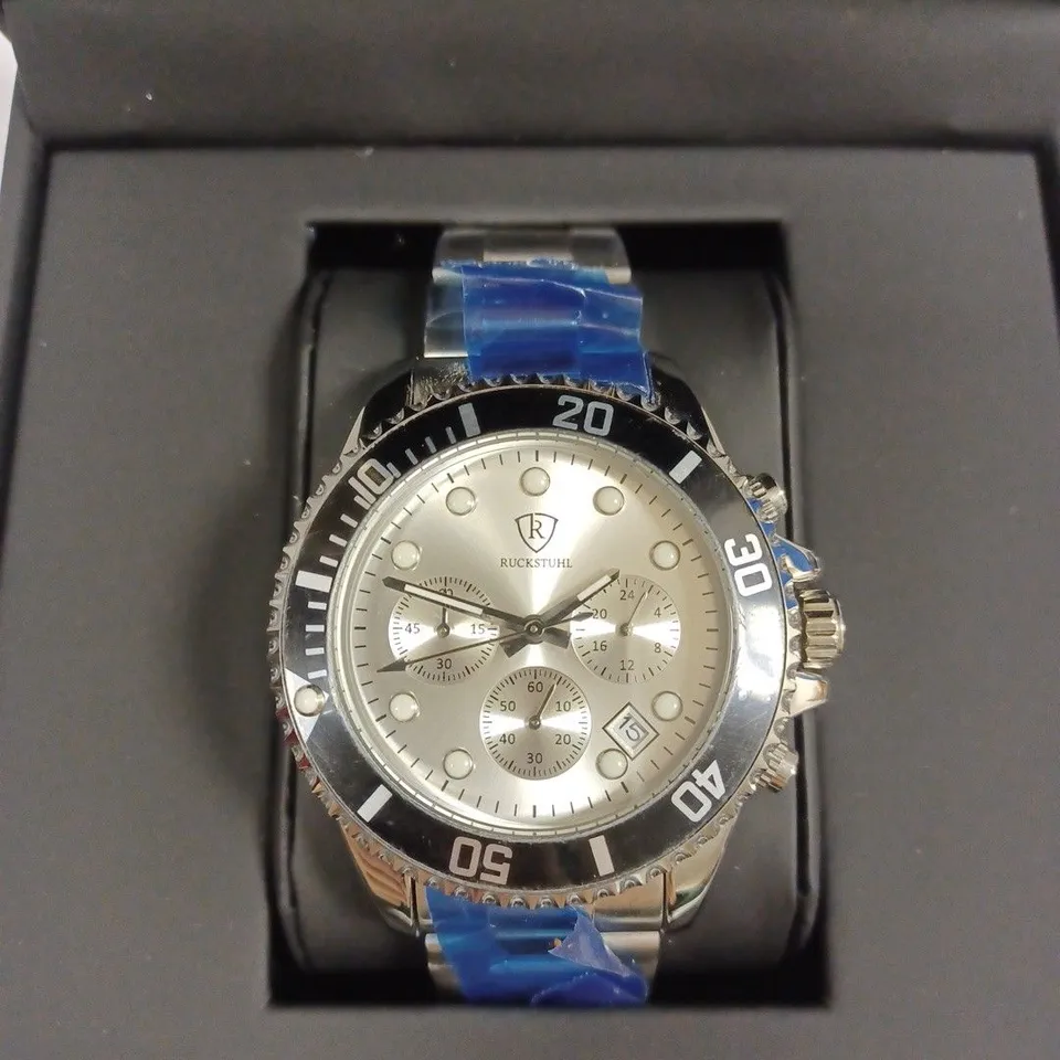 RUCKSTUHL CHRONOGRAPH TRIPLE DIAL SILVER BRACELET STRAP WRISTWATCH