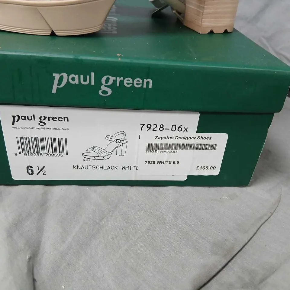 PAUL GREEN WHITE PLATFORM SANDALS – DESIGNER SHOES, SIZE 6.5 (US)