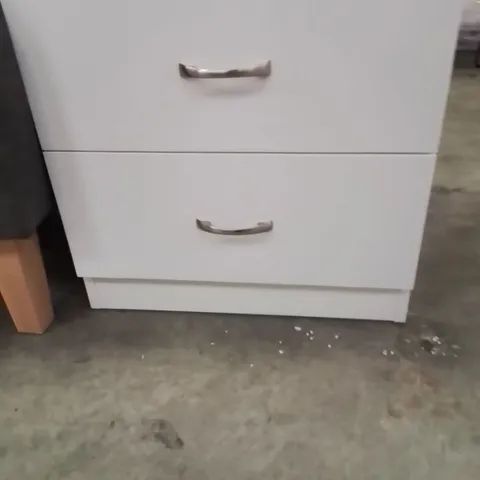 BRENDLE 2 DRAWER BEDSIDE TABLE HIGH GLOSS FRONT WITH CHROME HANDLES 