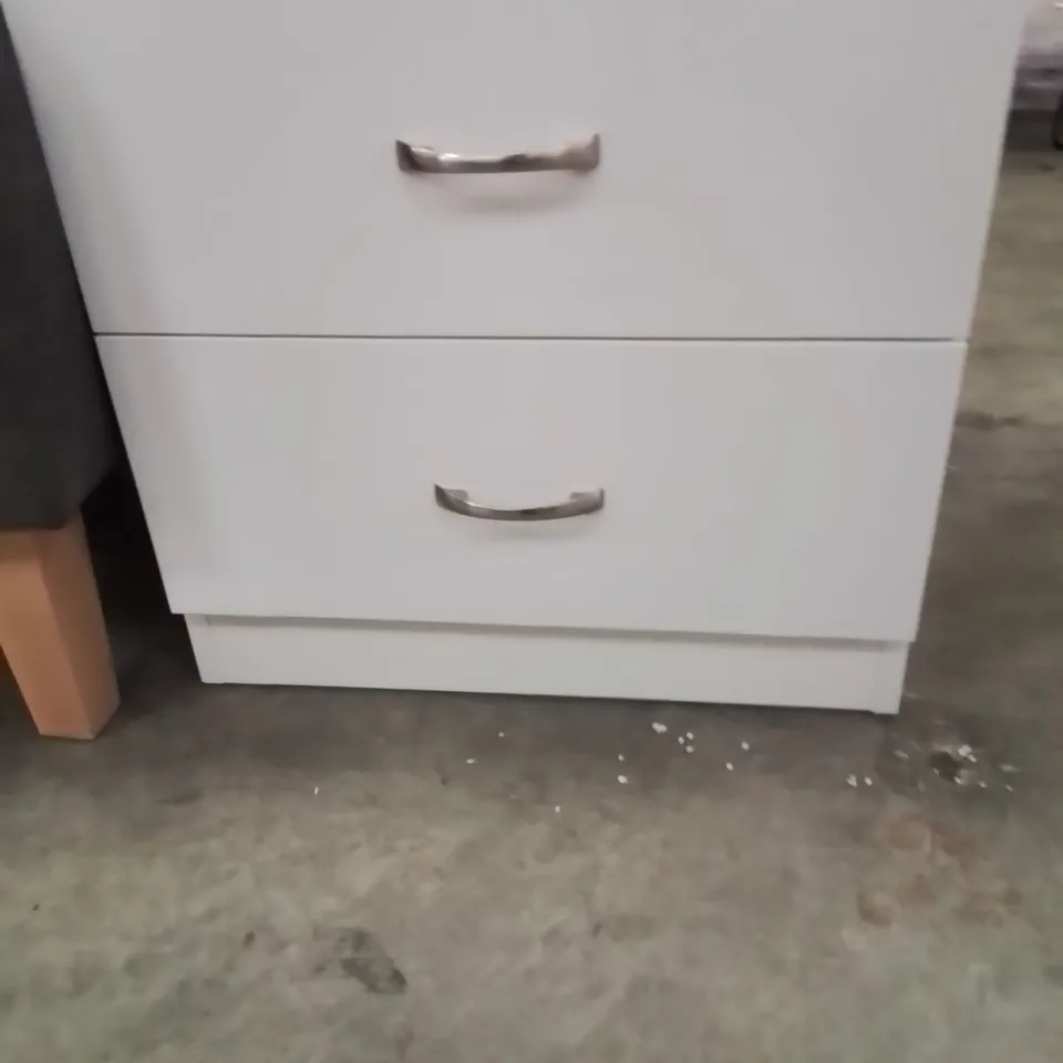 BRENDLE 2 DRAWER BEDSIDE TABLE HIGH GLOSS FRONT WITH CHROME HANDLES 