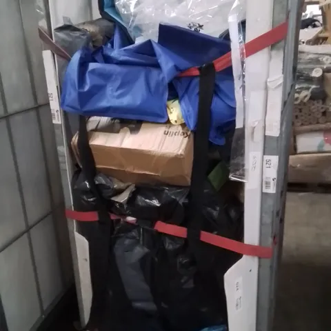 CAGE OF ASSORTED HOUSEHOLD GOODS AND PRODUCTS TO INCLUDE;COOLING MAT,COAT HANGERS,POPUP TENT