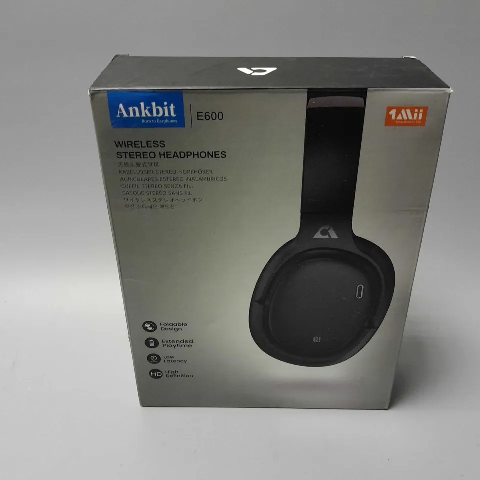 BOXED ANKBIT E600 WIRELESS STEREO HEADPHONES IN BLACK
