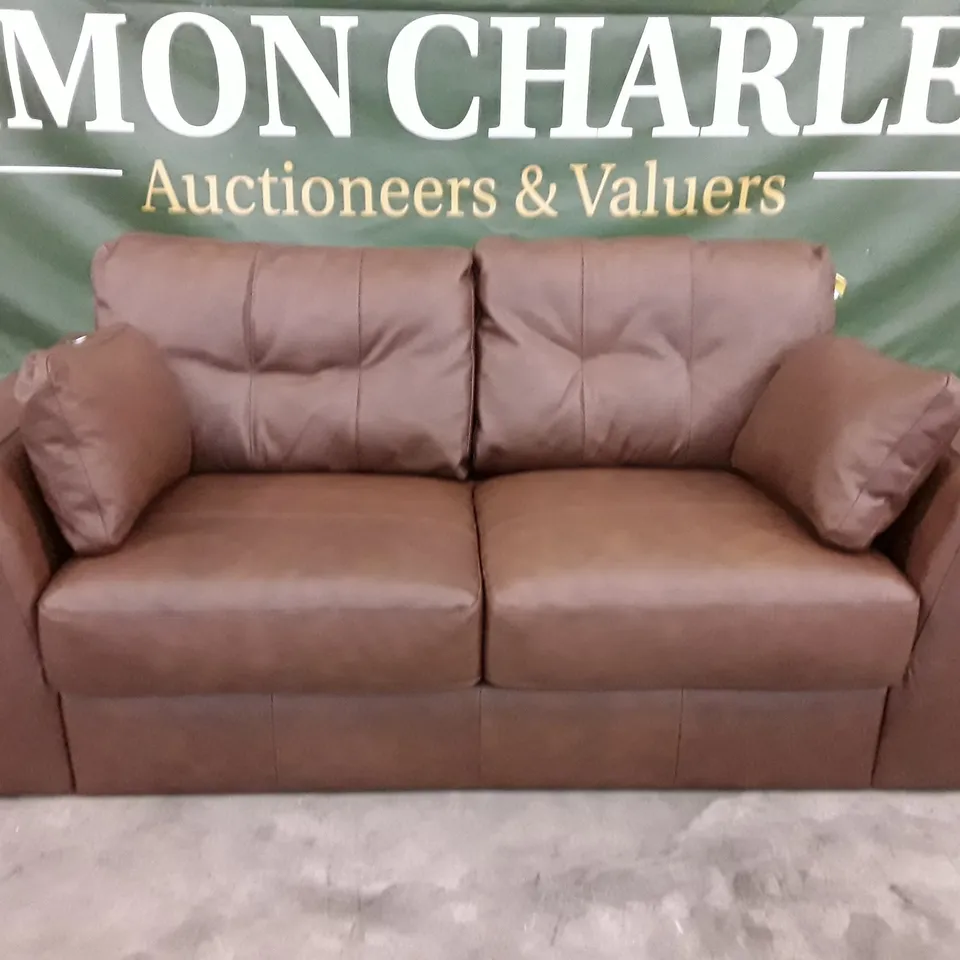 DESIGNER ARDEN 3 SEATER SOFA - BROWN LEATHER 