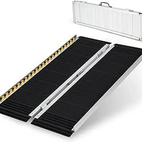 BOXED COSTWAY PORTABLE ALUMINUM WHEELCHAIR RAMP WITH TRANSITION PLATE