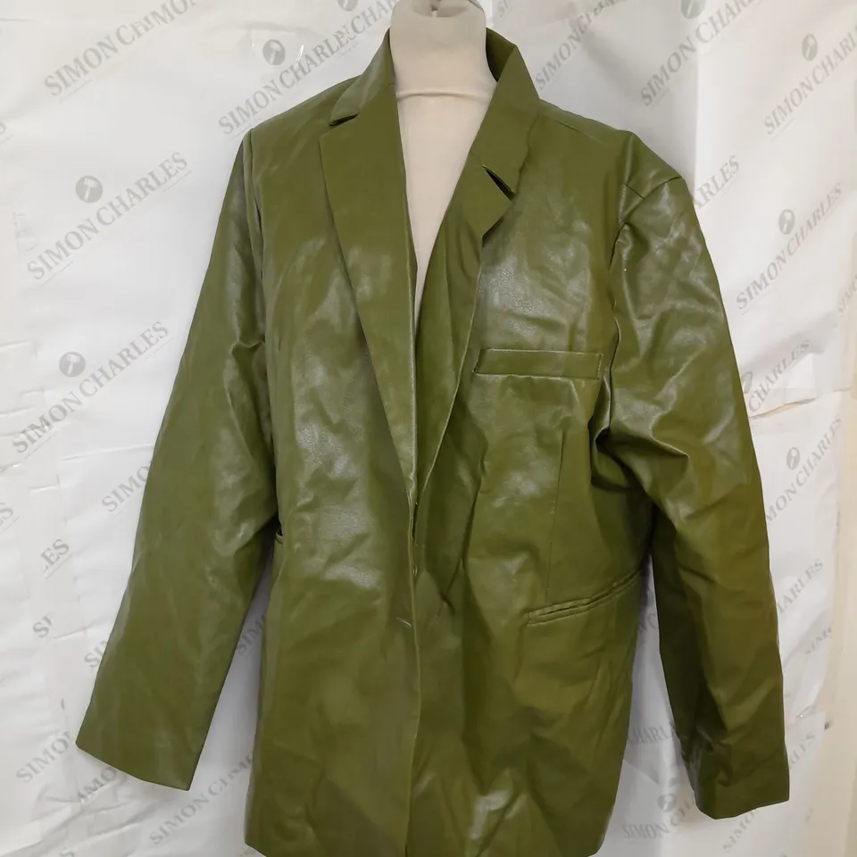EXTRO&VERT LEATHER JACKET IN KHAKI SIZE 18