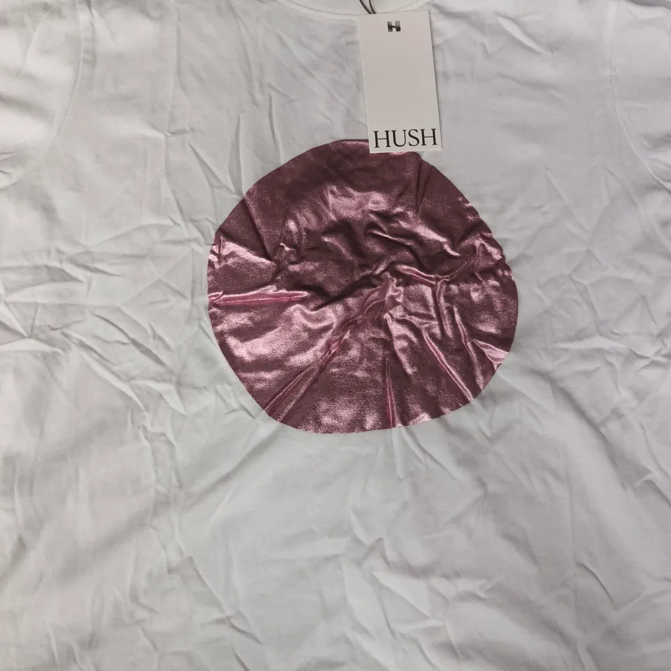 HUSH METLLIC GRAPIC T-SHIRT IN WHITE SIZE L/XL