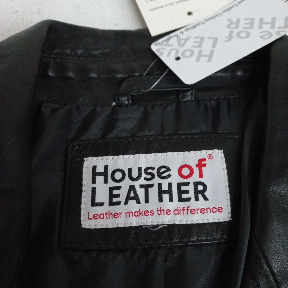 HOUSE OF LEATHER LEATHER JACKET – BLACK, UK 18 (HOL-LOLA)