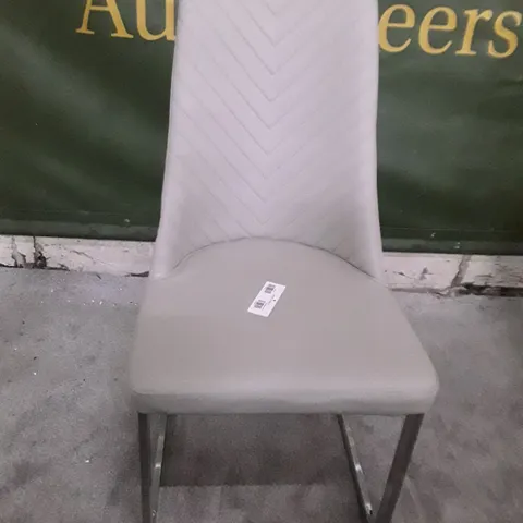 LIGHT GREY LEATHER DINING CHAIR