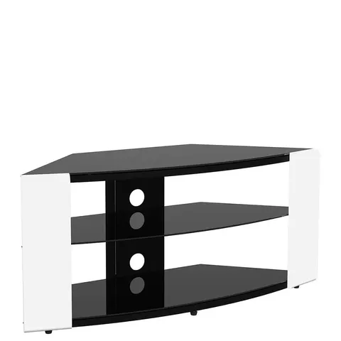 BOXED AVF COMO CORNER COMBI TV STAND - GLOSS WHITE / BLACK GLASS - COLLECTION ONLY