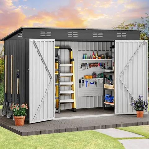 BOXED YITAHOME OUTDOOR METAL STORAGE SHED WITH LOCKABLE DOOR MANUAL - GREY (2 BOXES)