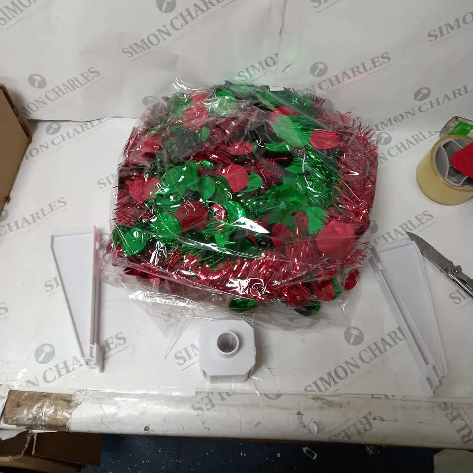 BOXED RED AND GREEN TINSEL TREE 