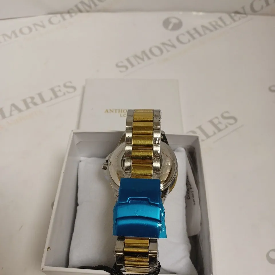 BOXED ANTHONY JAMES GENTS LIMITED EDITION TECHTONIC AUTOMATIC WATCH - STAINLESS STEEL GOLD