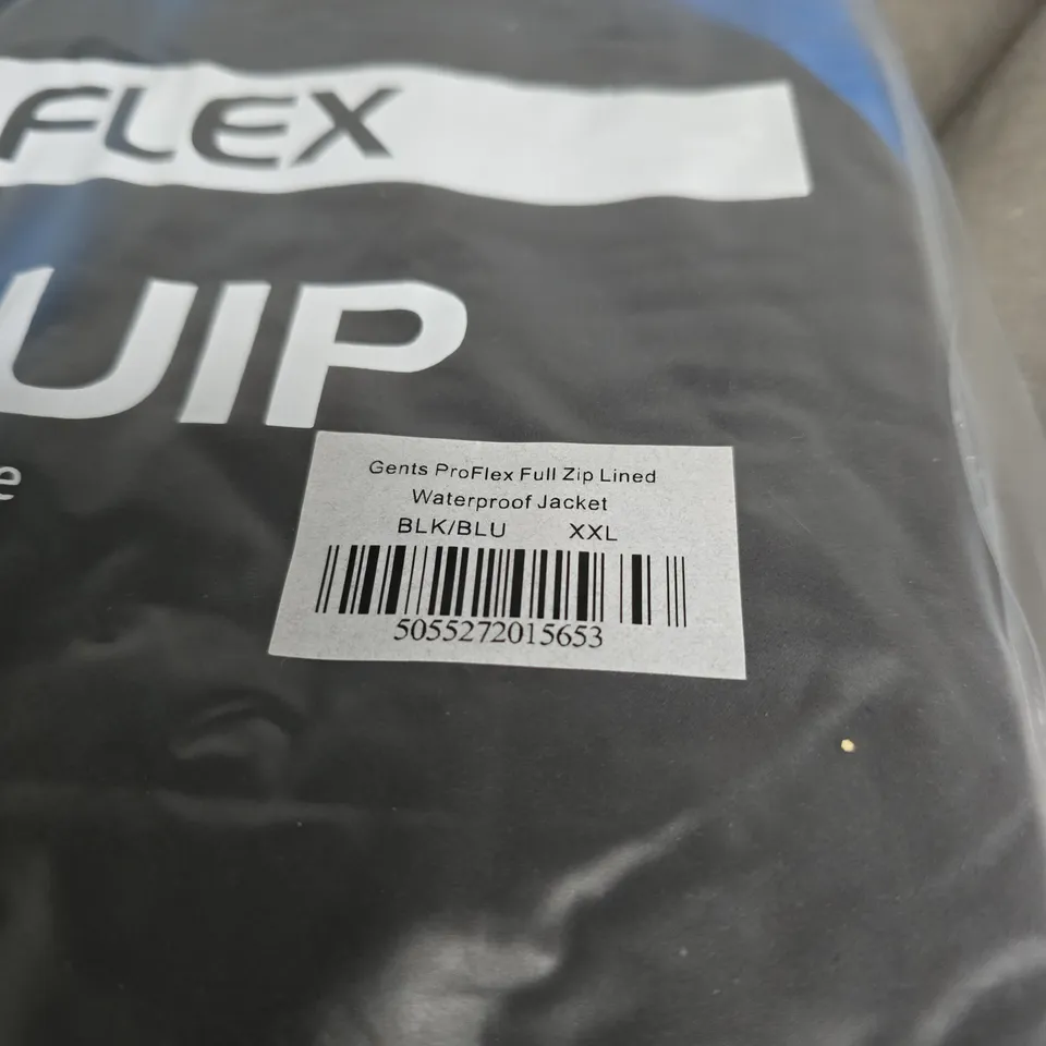 PROQUIP PROFLEX FULL ZIP LINED WATERPROOF JACKET XXL. BAGGED