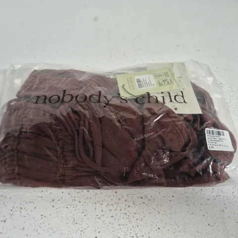 NOBODY'S CHILD CORD RUCHED TIE FRONT TOP – BROWN, UK 10 