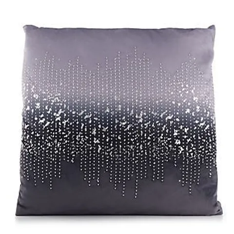 JM BY JULIEN MACDONALD STARBURST SEQUIN FILLED CUSHION - GREY