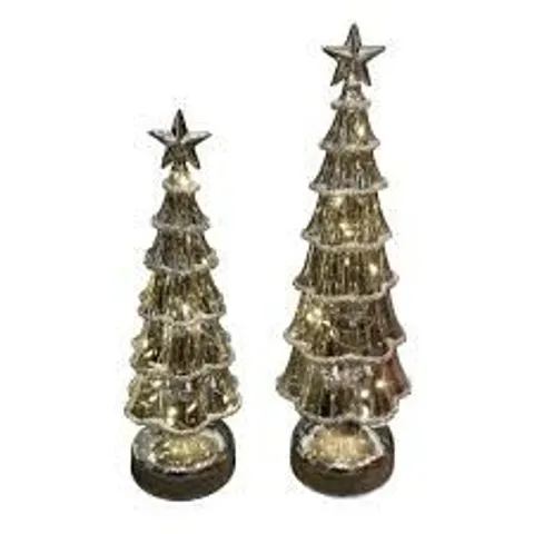 MY HOME STORIES SET OF 2 PRE LIT SILVER TREE ORNAMENTS