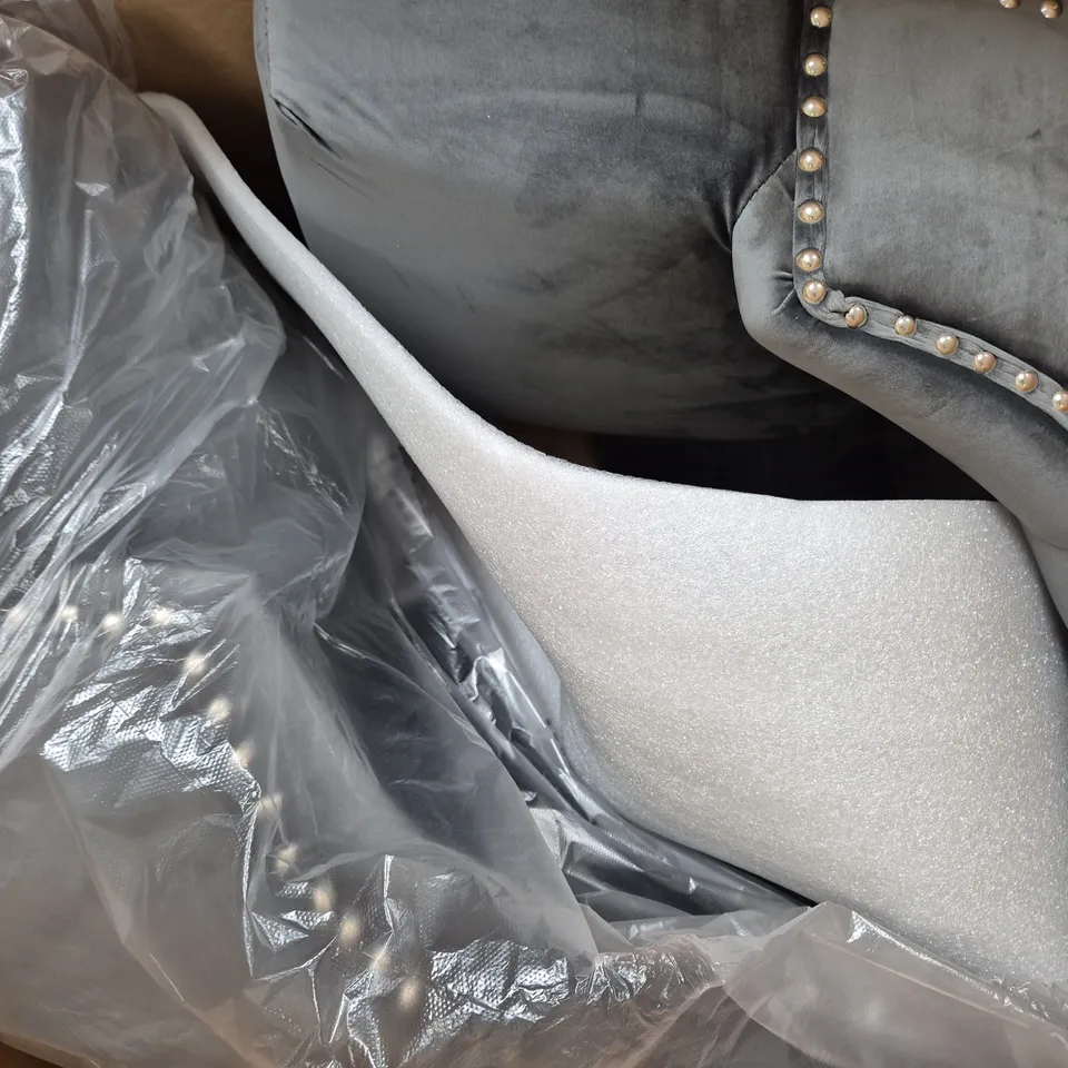BOXED WARWICK PAIR OF VELVET DINING CHAIRS - CHARCOAL/BLACK (1 BOX)