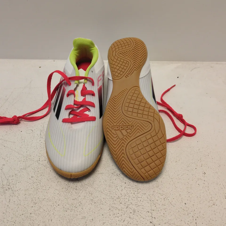 ADIDAS F50 INDOOR SOCCER SHOES – WHITE/NEON (UK 7.5)