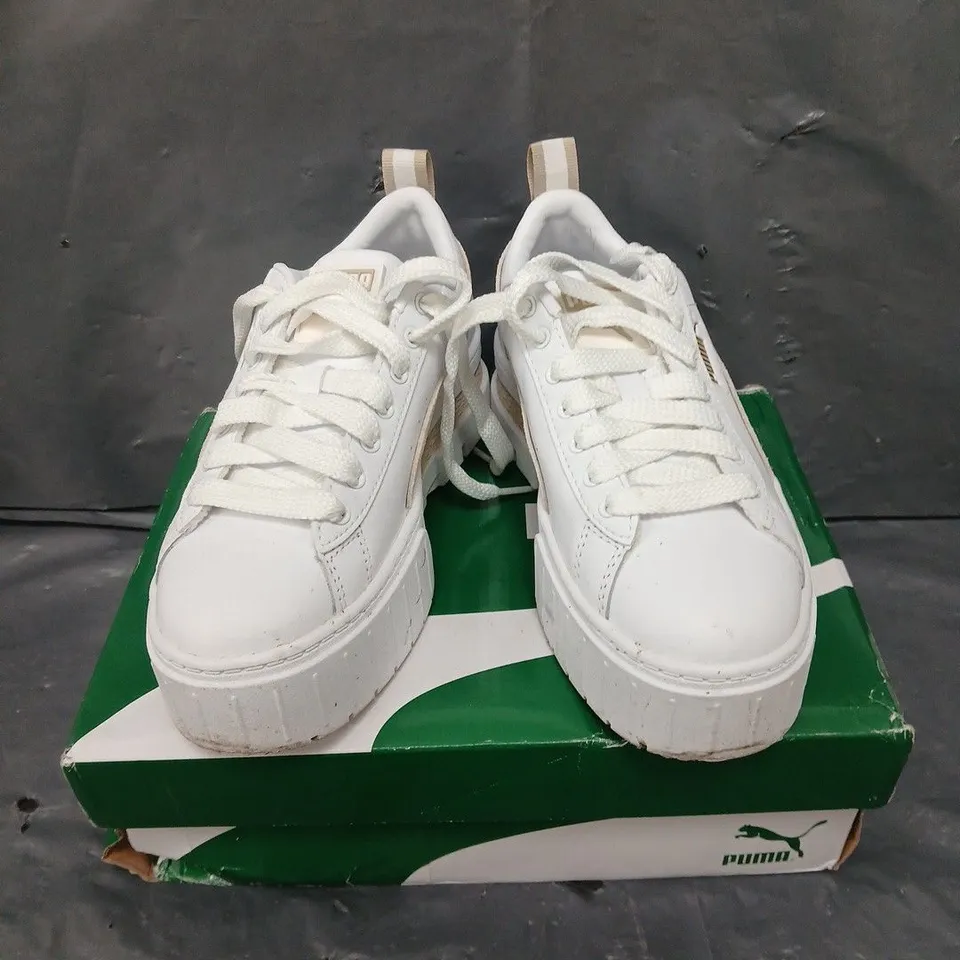 BOXED PAIR OF PUMA MAYZE PLATFORM TRAINERS IN WHITE - 3