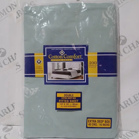 COTTON COMFORT EXTRA DEEP BOX FITTED SHEET IN DUCK EGG - DOUBLE SIZE