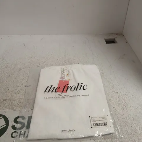 THE FROLIC TAGGED EXCLUSIVE BEAD FLOWER FRONT VEST TOP IN WHITE UK 14