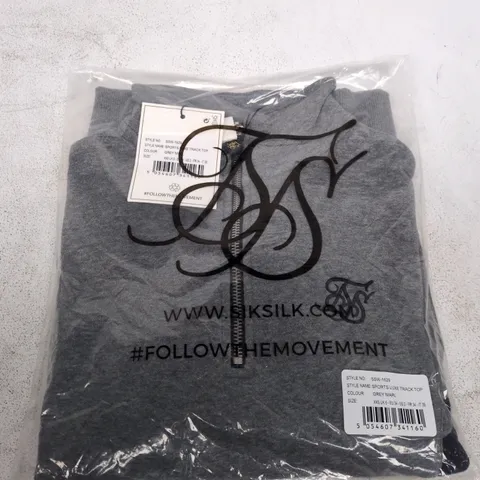 SIKSILK SPORTS LUXE TRACK TOP – GREY MARL, XXS UK 6 (EU 34)