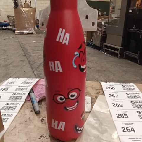 PALLET CONTAINING A LARGE QUANTITY OF RED NOSE DAY STAINLESS STEEL TUMBLERS