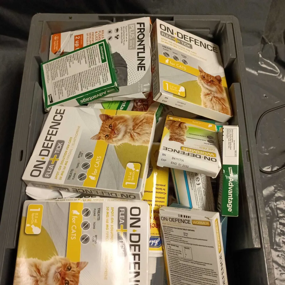 BOX OF FLEA MEDICATION, INSECTICIDAL SPRAY AND OTHER