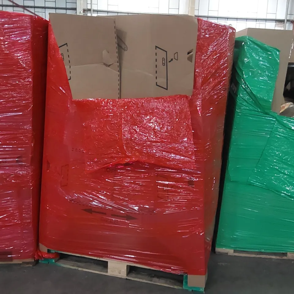 PALLET OF ASSORTED CONSUMER PRODUCTS TO INCLUDE: GARDEN TROLLEY, OFFICE CHAIR, FOOT MASSAGER, LAPTOP DESK, TV MOUNT, HOLLYWOOD MIRROR ECT