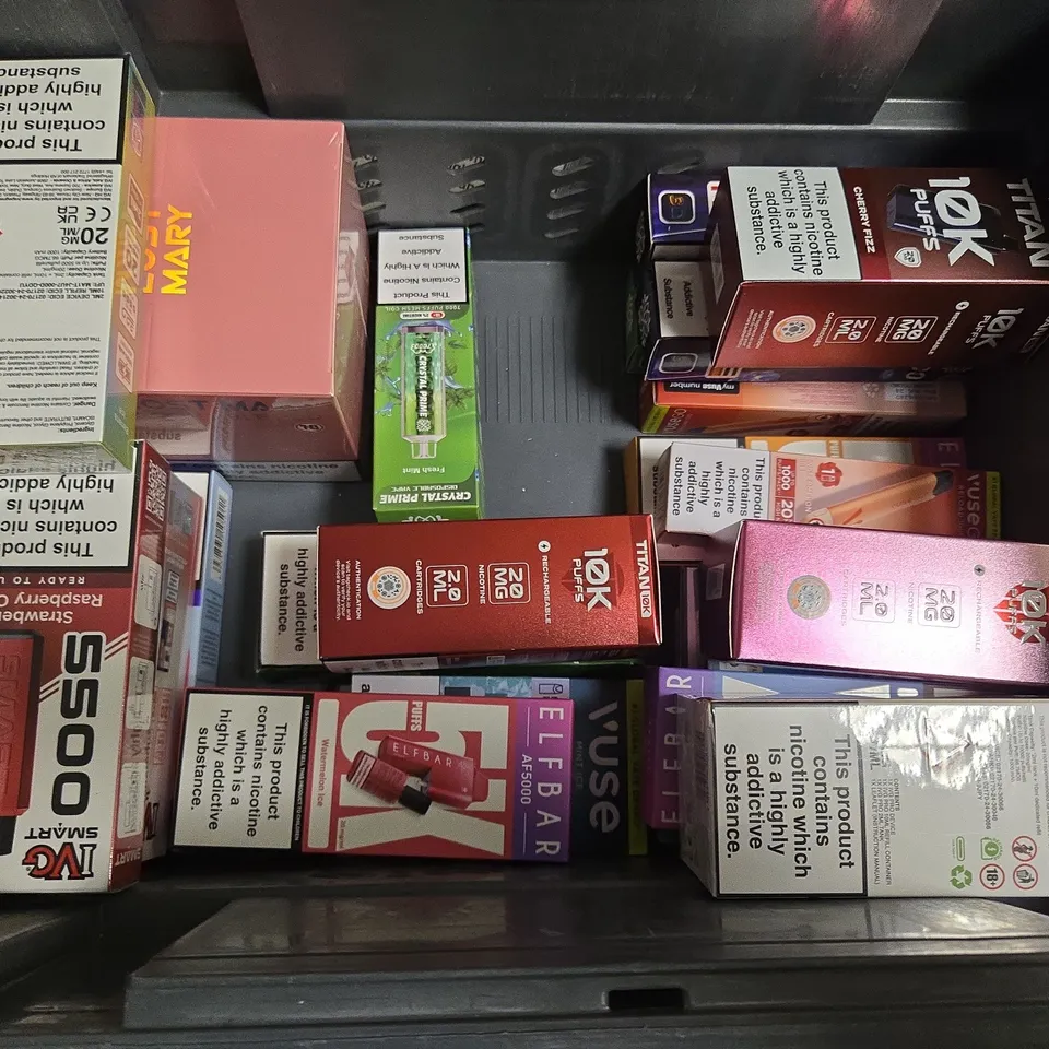 APPROXIMATELY 40 ASSORTED E-CIGARETTE PRODUCTS TO INCLUDE - IVG AND ELFBAR
